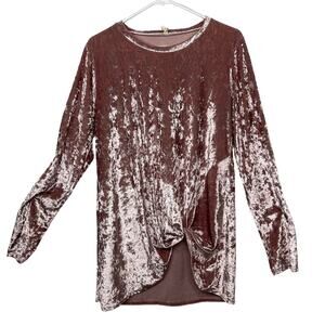 Bellamie pink velvet blouse top shirt women's large see measurements layering